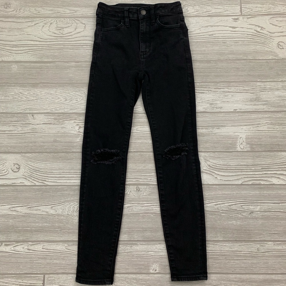 AE Super Hi-Rise Jeggings SZ 00 short distressed
